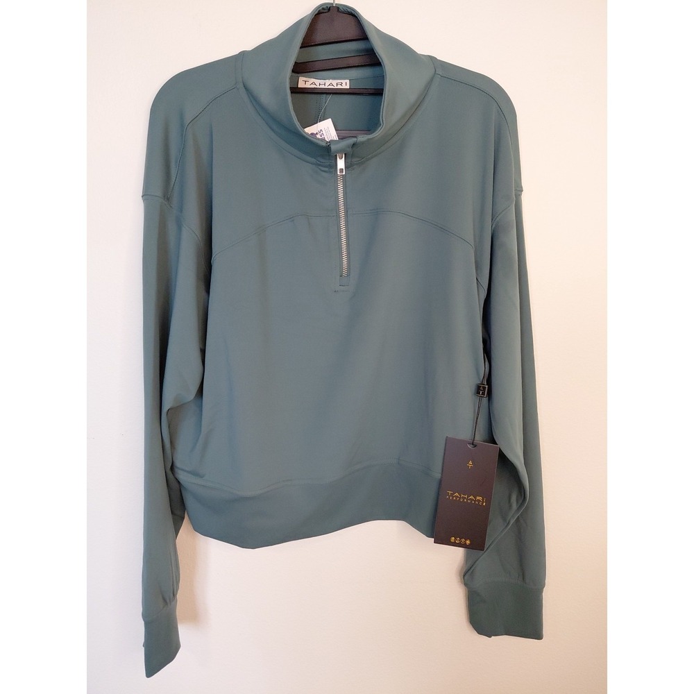 Tahari Long Sleeve 1/4 Zip Sweater XLarge NICE‎ Fabric MINT Color